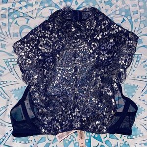 Victoria’s Secret Dream Angles Unlined Demi 34B Navy Silver Floral Lace